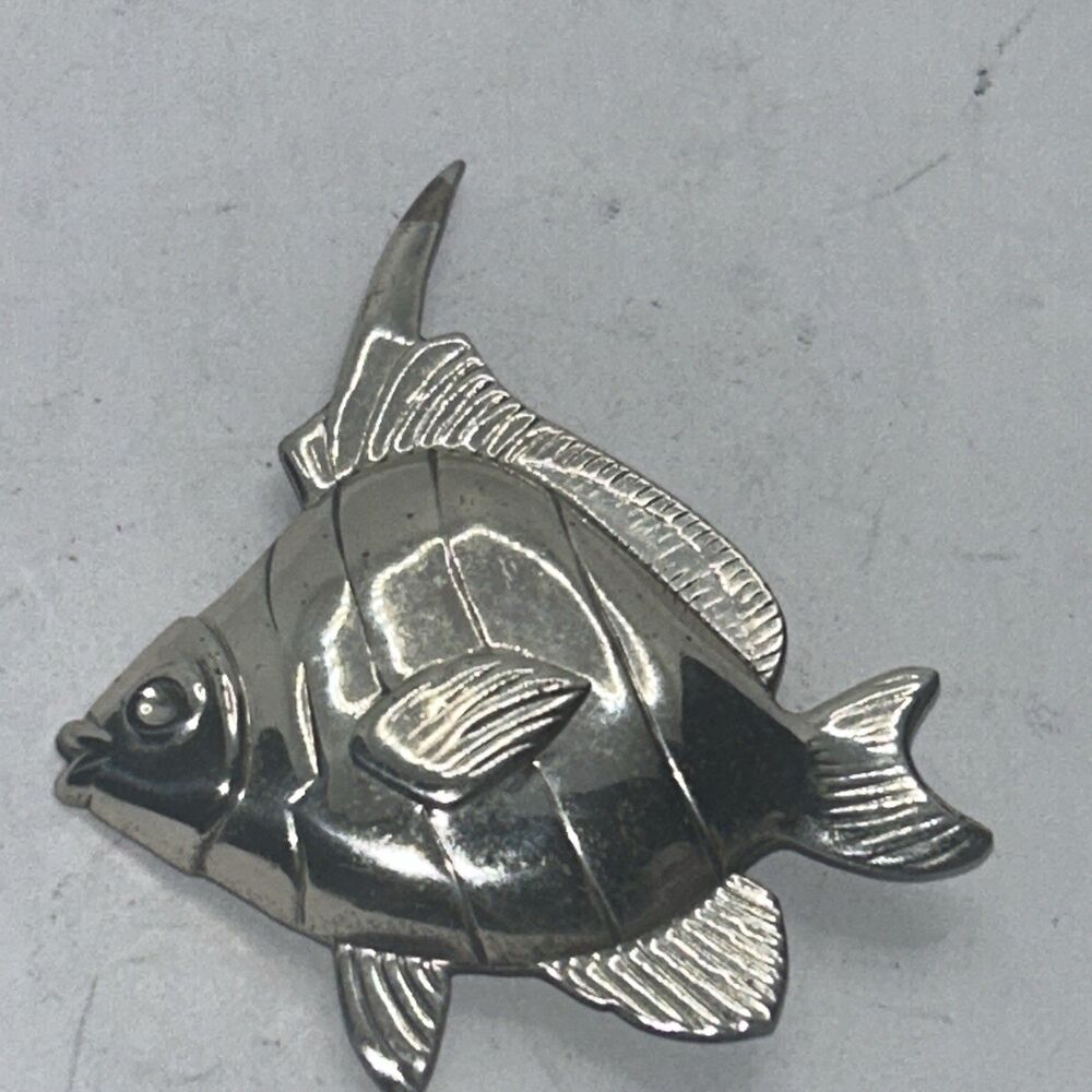 Vintage Signed Sterling Lang Ocean Fish Figure Brooch, 925